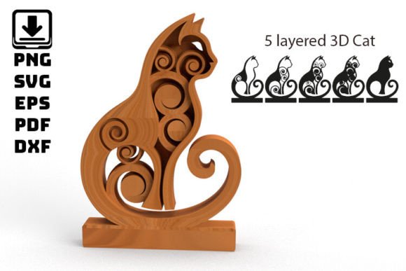 3D Cat Decoration - Layered Decoration