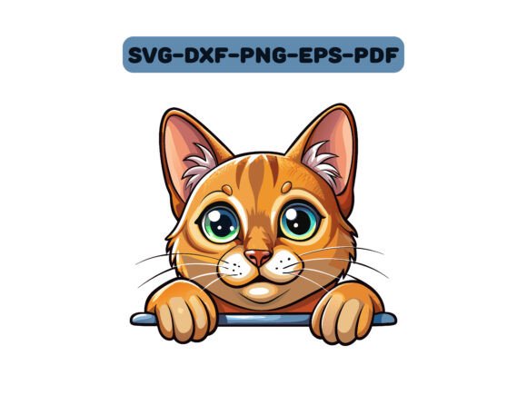 Abyssinian Cat Peeking Clipart Vector