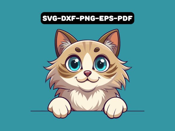 Adorable Ragdoll Cat Peeking Vector