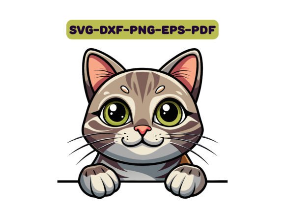American Shorthair Cat Peeking Clipart