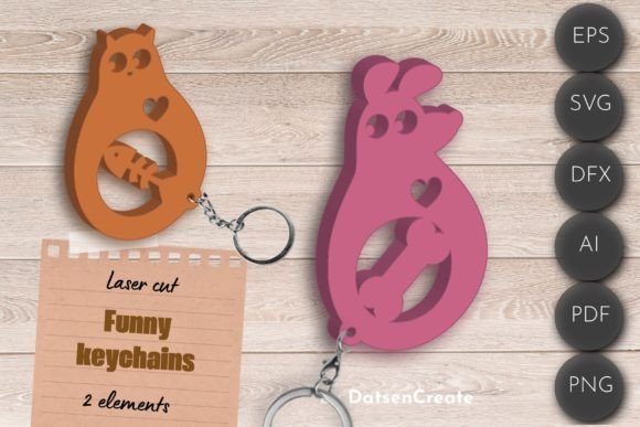 Cat and Dog Keychains Laser Cut Files