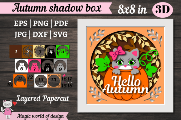 Cat in a Pumpkin Shadow Box SVG