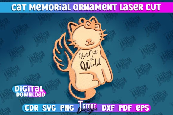 Cat Memorial Ornament Laser Cut Design