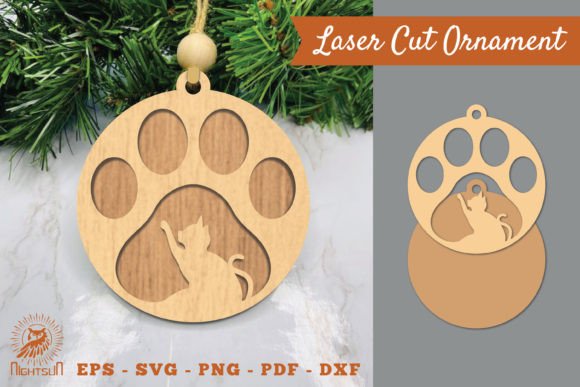 Cat Paw Laser Cut Ornament SVG