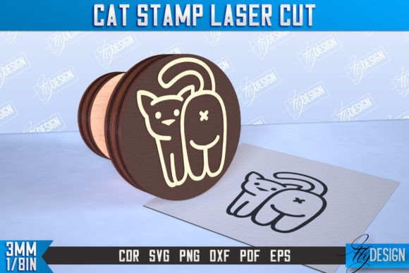 Cat Stamp Laser Cut Funny Cat CNC