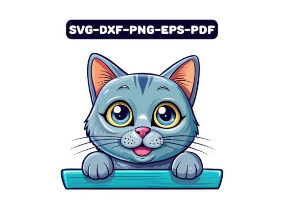 Chartreux Cat Peeking Vector