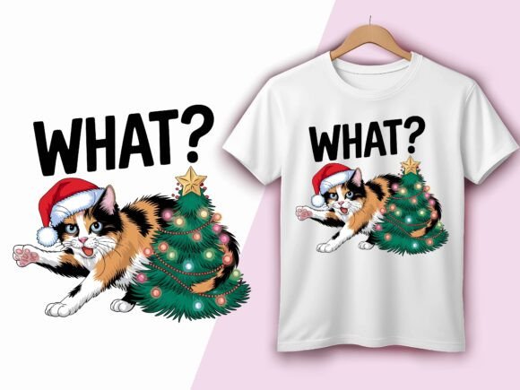 Christmas Cat What with Tree Christmas