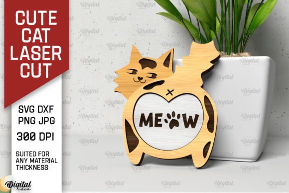Cute Cat Card Laser Cut Design