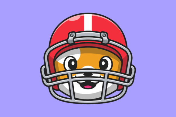 Cute Head Cat Wearing Rugby Helmet