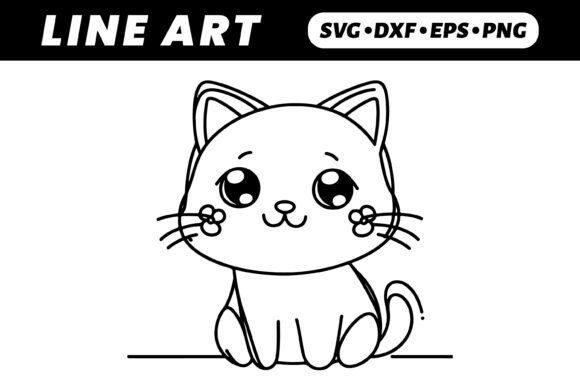 Cute Kawaii Cat Coloring Page