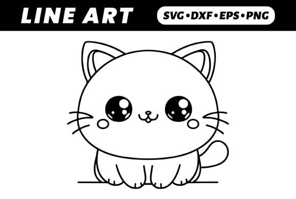 Cute Kawaii Cat Coloring Page Easy Fun