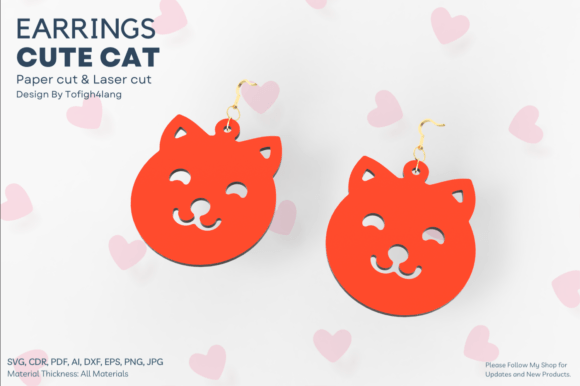 DIY Cat Earrings, Laser Cut Cat Design