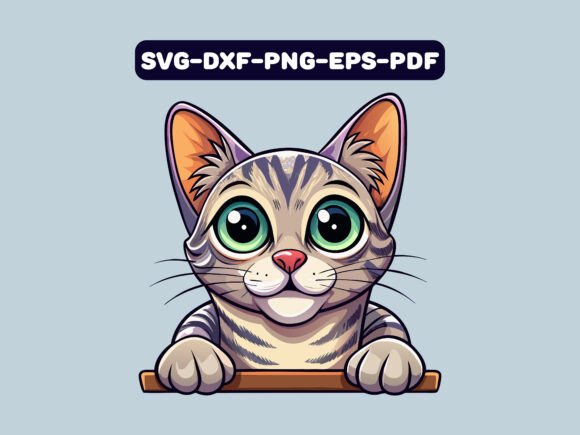 Egyptian Mau Cat Peeking Vector