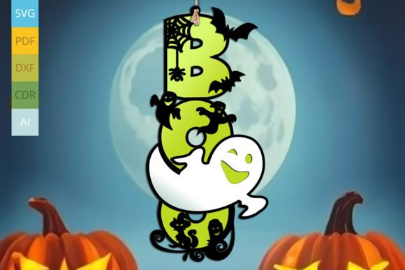 Ghost Halloween Ornament Sign Hanger SVG