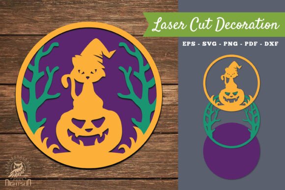 Halloween Cat Laser Cut Decoration SVG 1