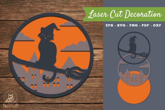 Halloween Cat Laser Cut Decoration SVG 4