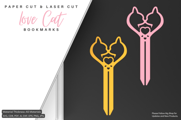 Heart Cat Bookmark Laser Cut Cat
