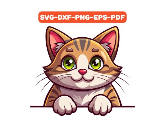 Manx Cat Peeking Clipart Vector