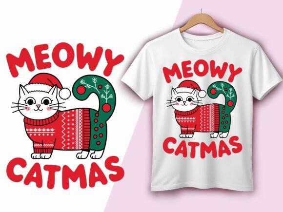Meowy Catmas Cute Christmas Cat Festive