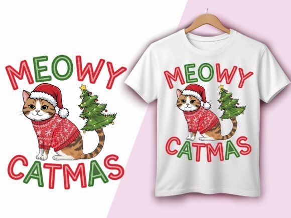 Meowy Catmas Cute Christmas Cat Festive