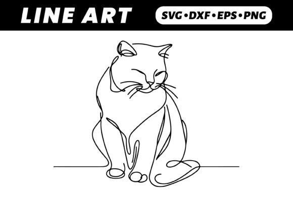 One Line Cat Drawing Minimalist Art