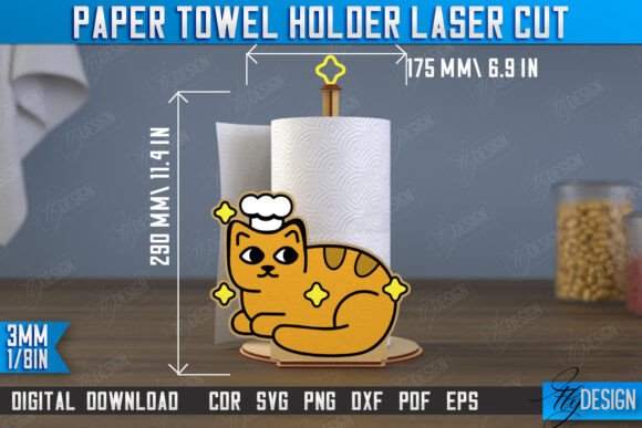 Paper Towel Holder Cat Shape CNC