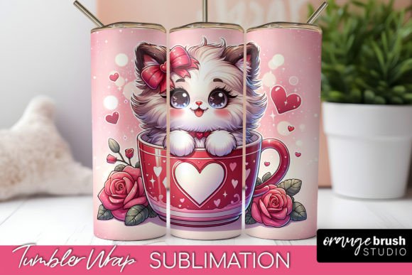 Valentine Cat Tumbler Wrap Sublimation
