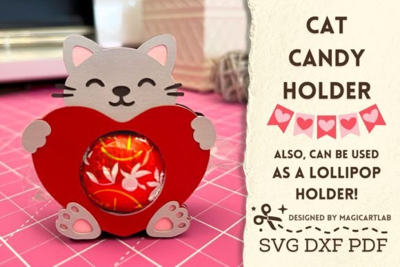 Valentines Day Cat Candy Holder SVG