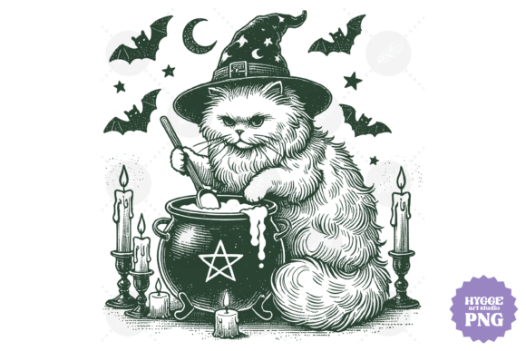 Vintage Witch Cat Feral Halloween Pumpki